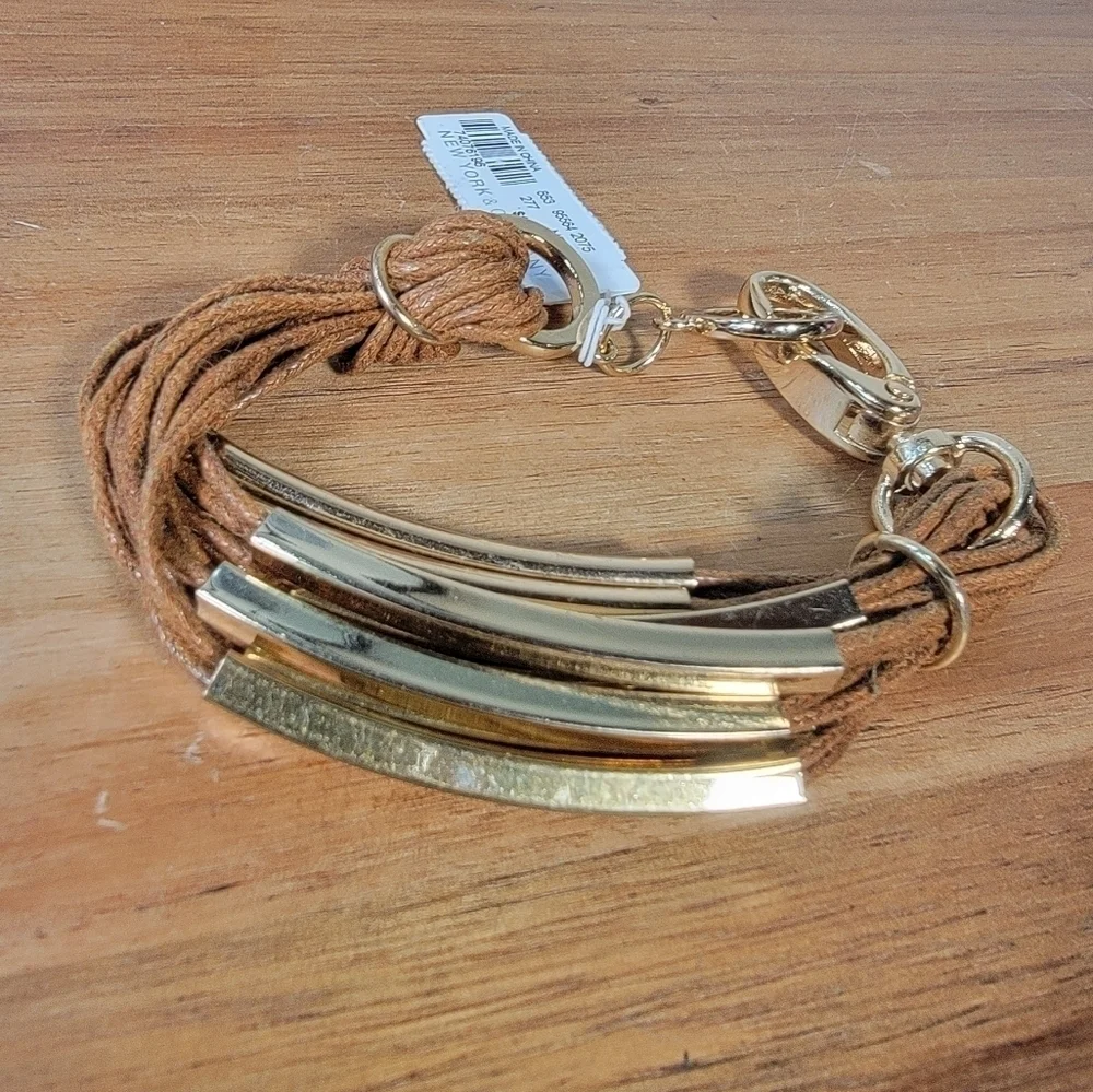 NEW New York and Company Leatherette and Gold tone Metal Bracelet